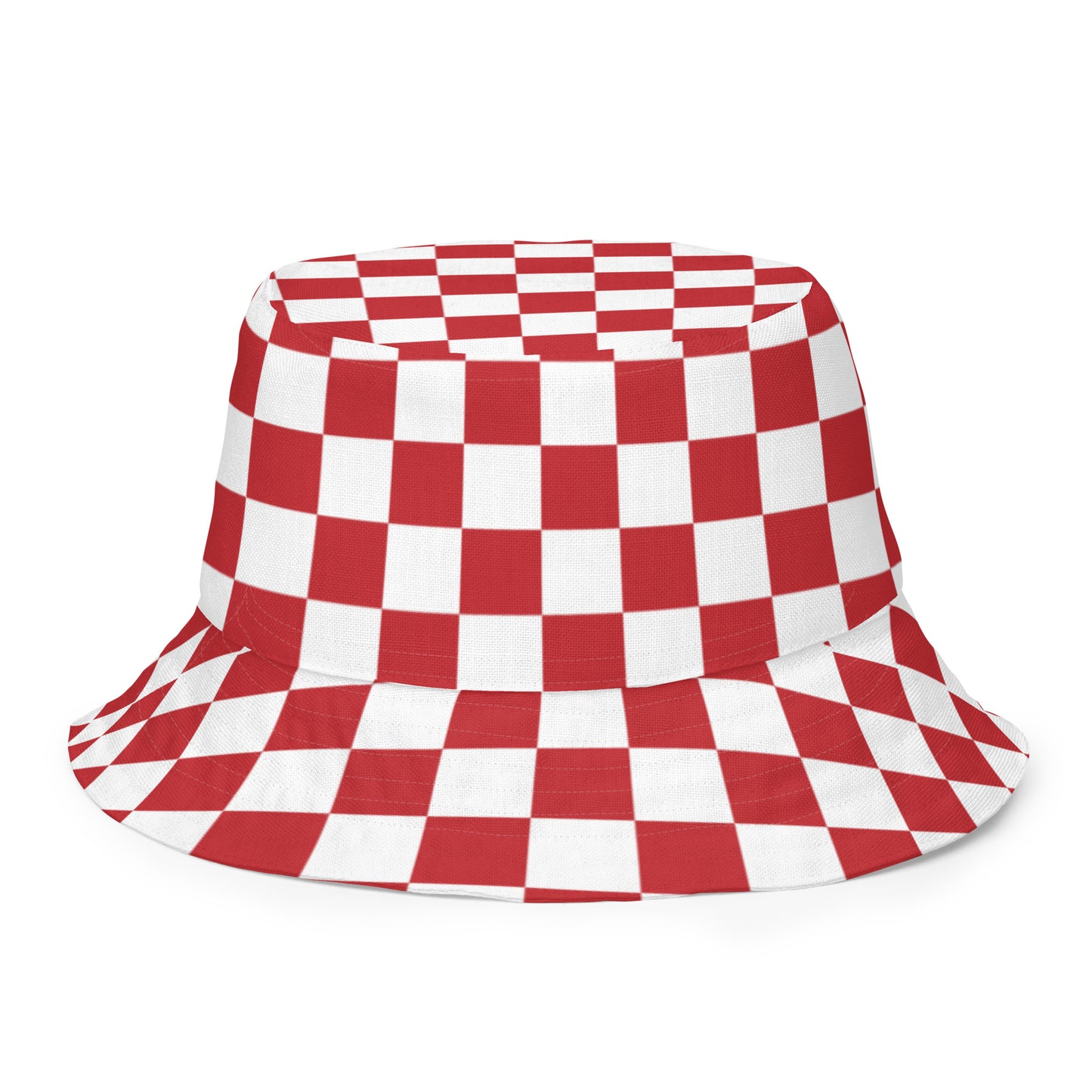 SPOOKY red/white checker Reversible bucket hat