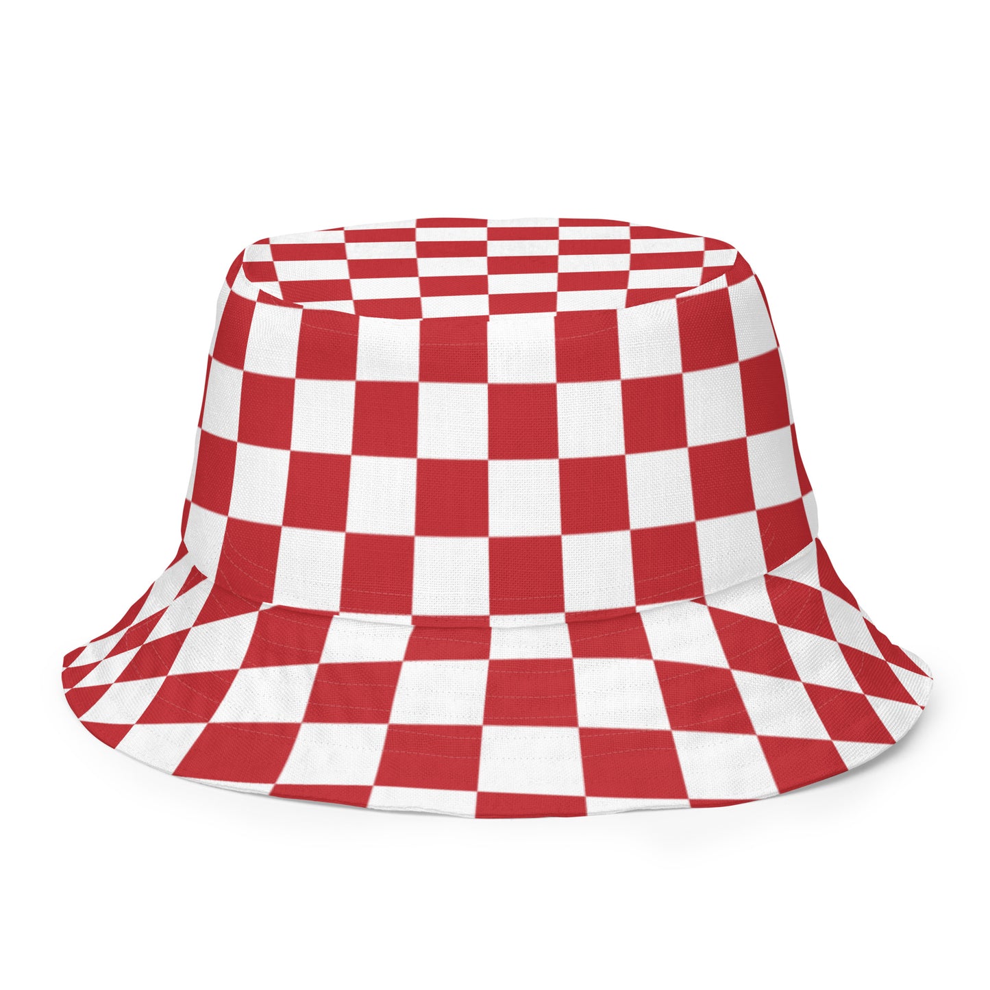 SPOOKY red/white checker Reversible bucket hat