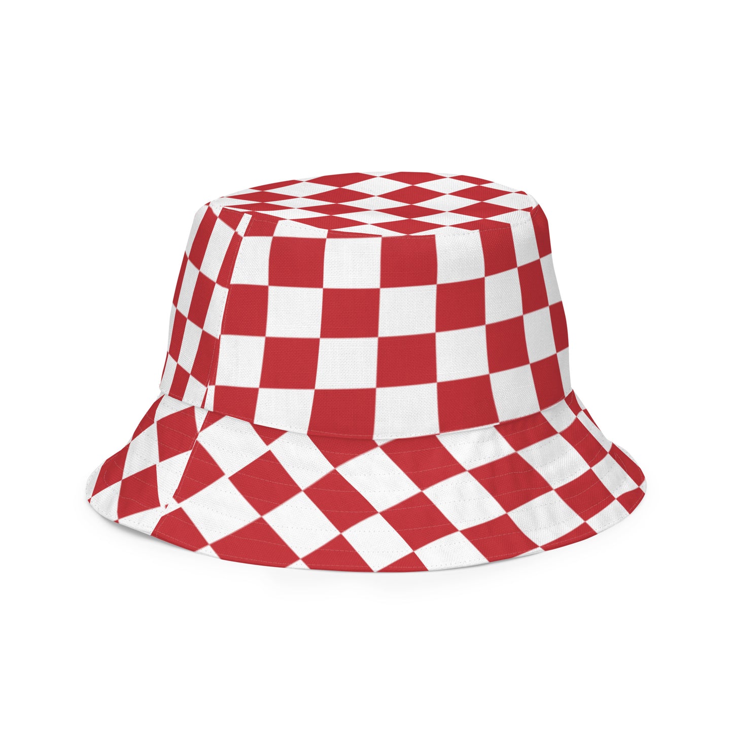 SPOOKY red/white checker Reversible bucket hat