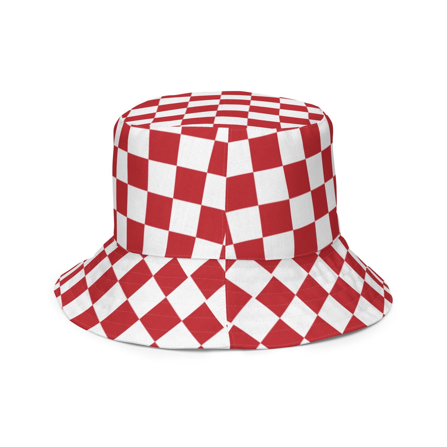 SPOOKY red/white checker Reversible bucket hat