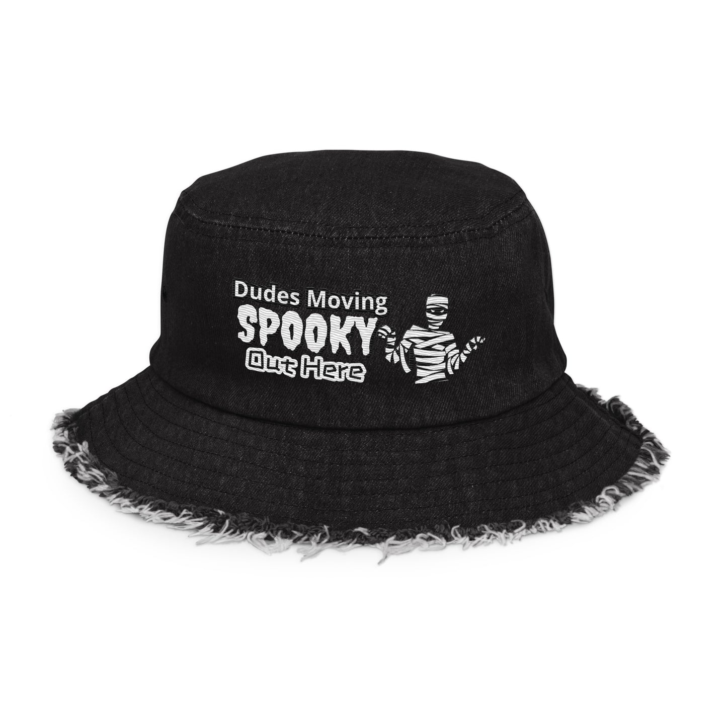 Spooky Distressed denim bucket hat