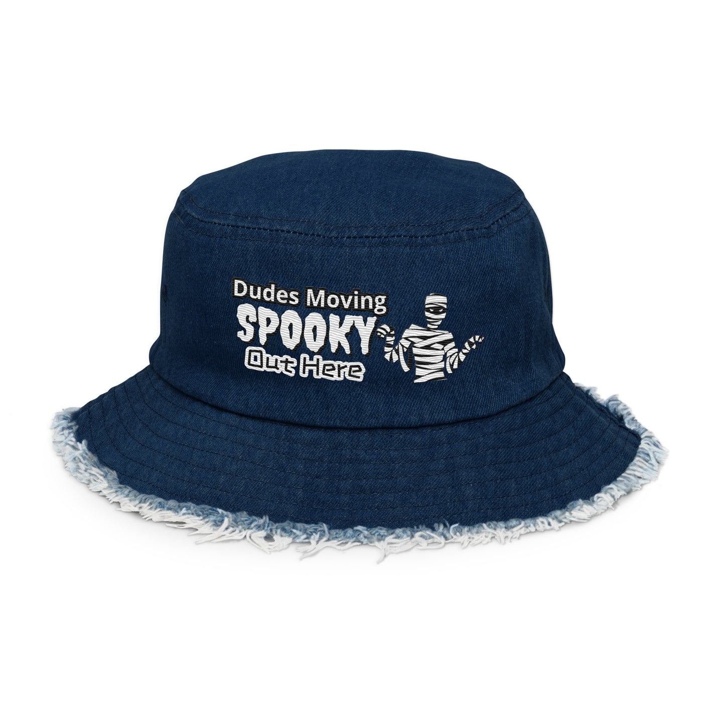 Spooky Distressed denim bucket hat