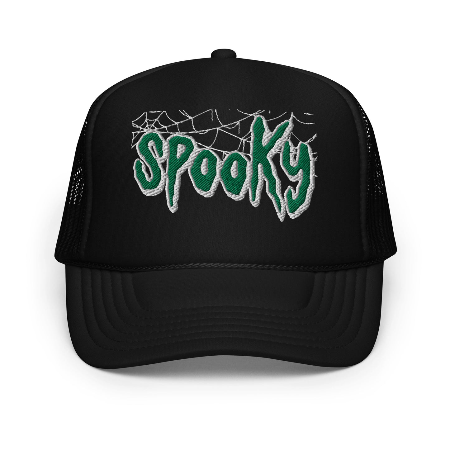 SPOOKY GREEN WEB Foam trucker hat