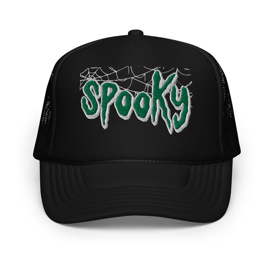 SPOOKY GREEN WEB Foam trucker hat