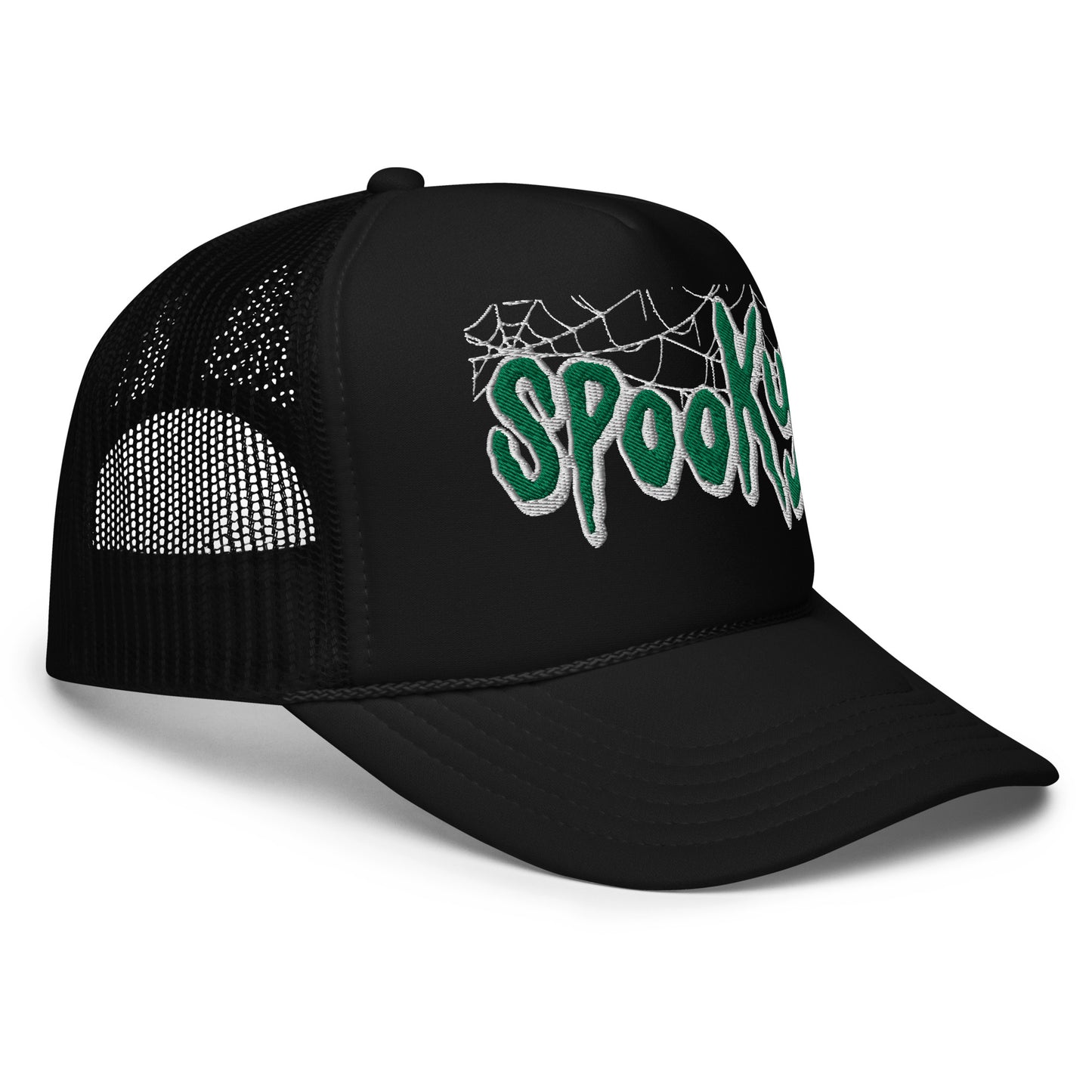 SPOOKY GREEN WEB Foam trucker hat