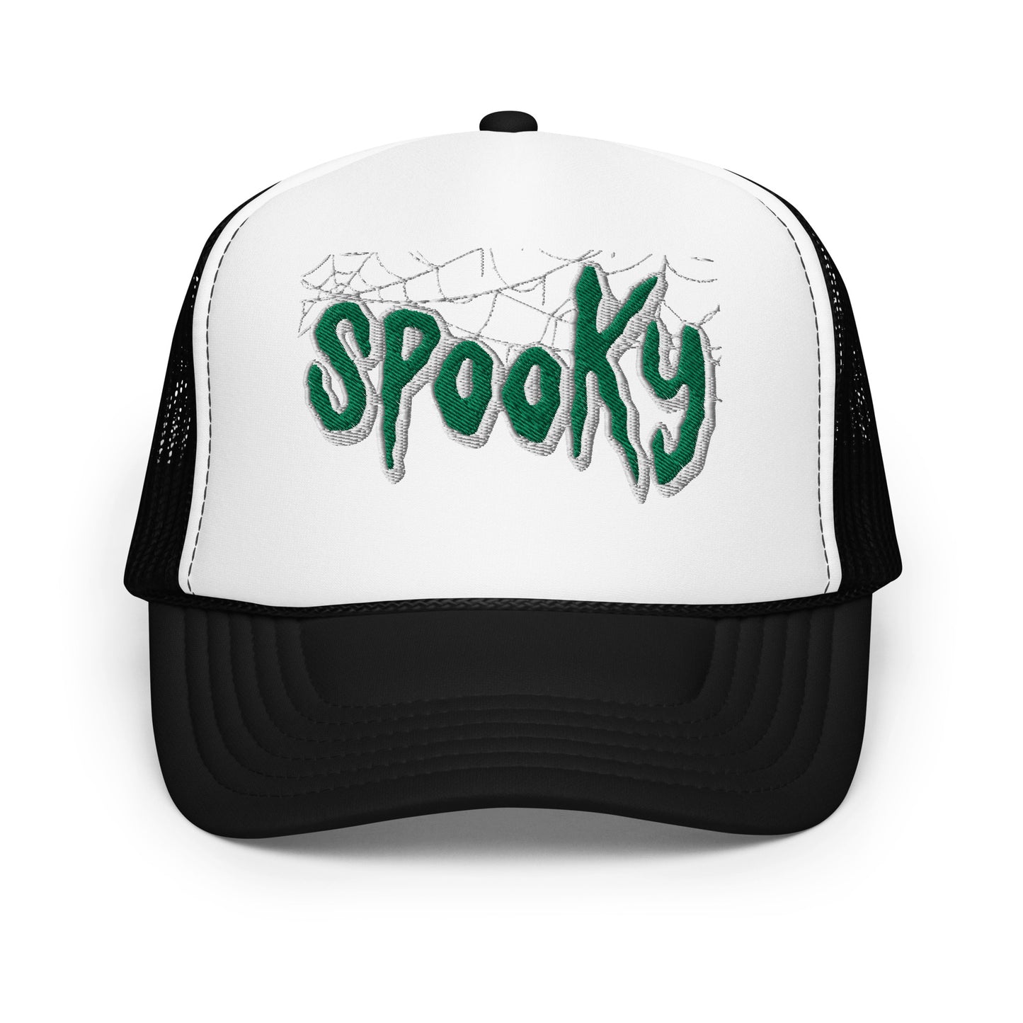 SPOOKY GREEN WEB Foam trucker hat