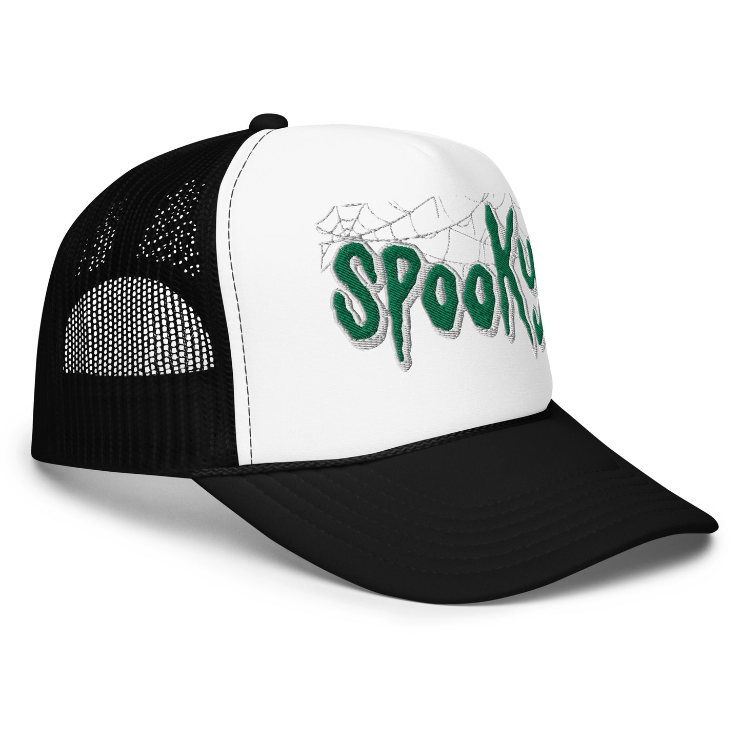 SPOOKY GREEN WEB Foam trucker hat