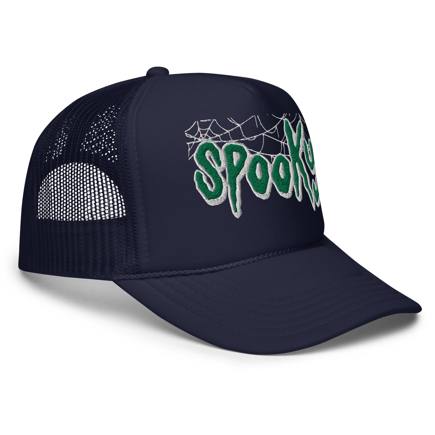 SPOOKY GREEN WEB Foam trucker hat