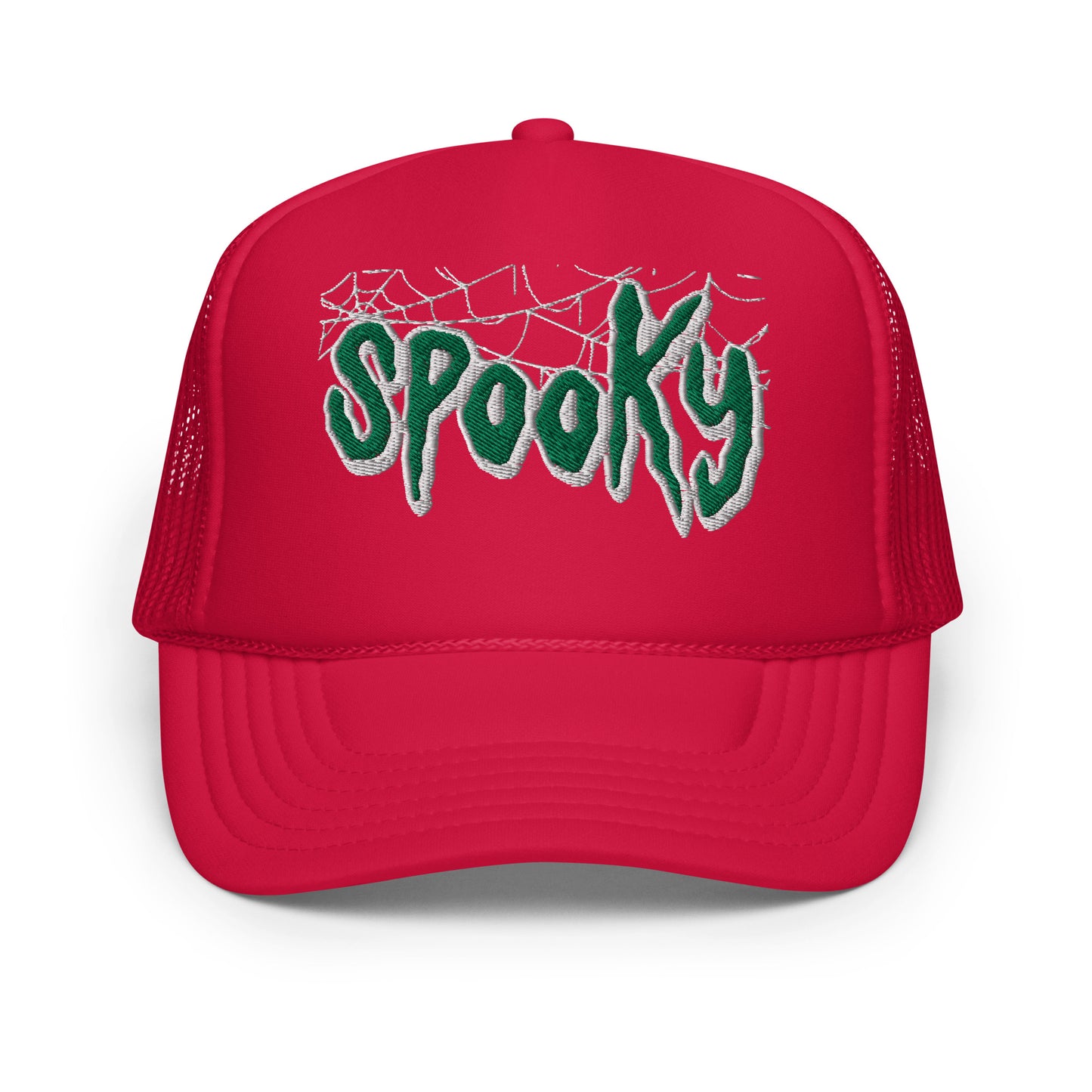 SPOOKY GREEN WEB Foam trucker hat