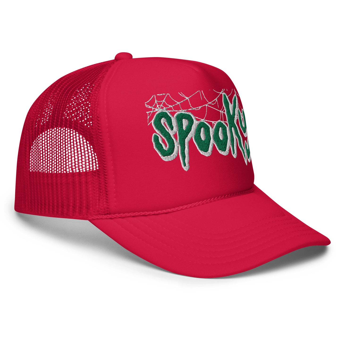 SPOOKY GREEN WEB Foam trucker hat