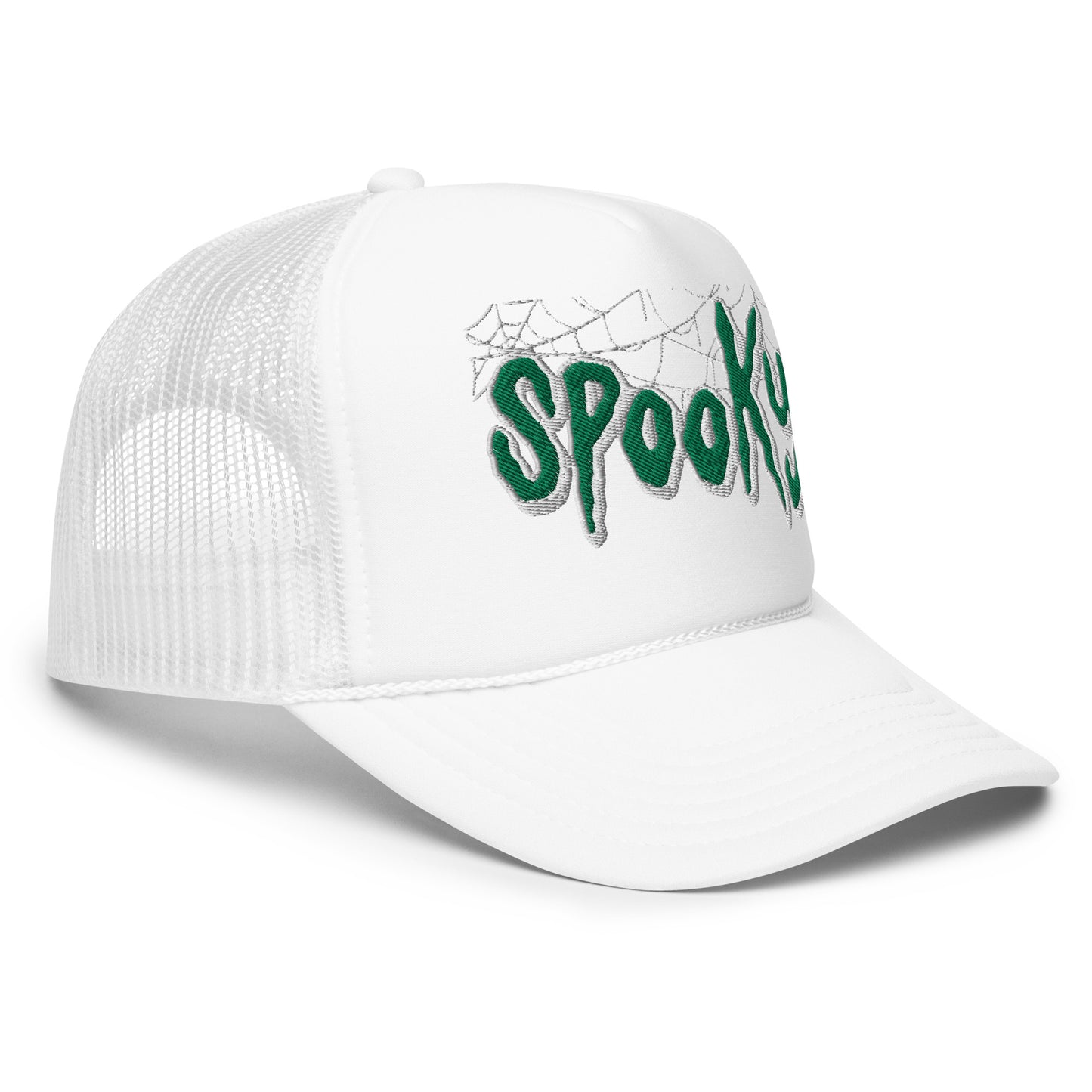 SPOOKY GREEN WEB Foam trucker hat